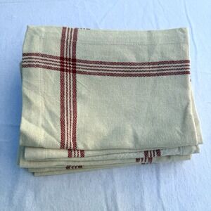 8 Sur La Table 14x19 Placemats Red French Farmhouse Ticking Stripe Plaid Cottage